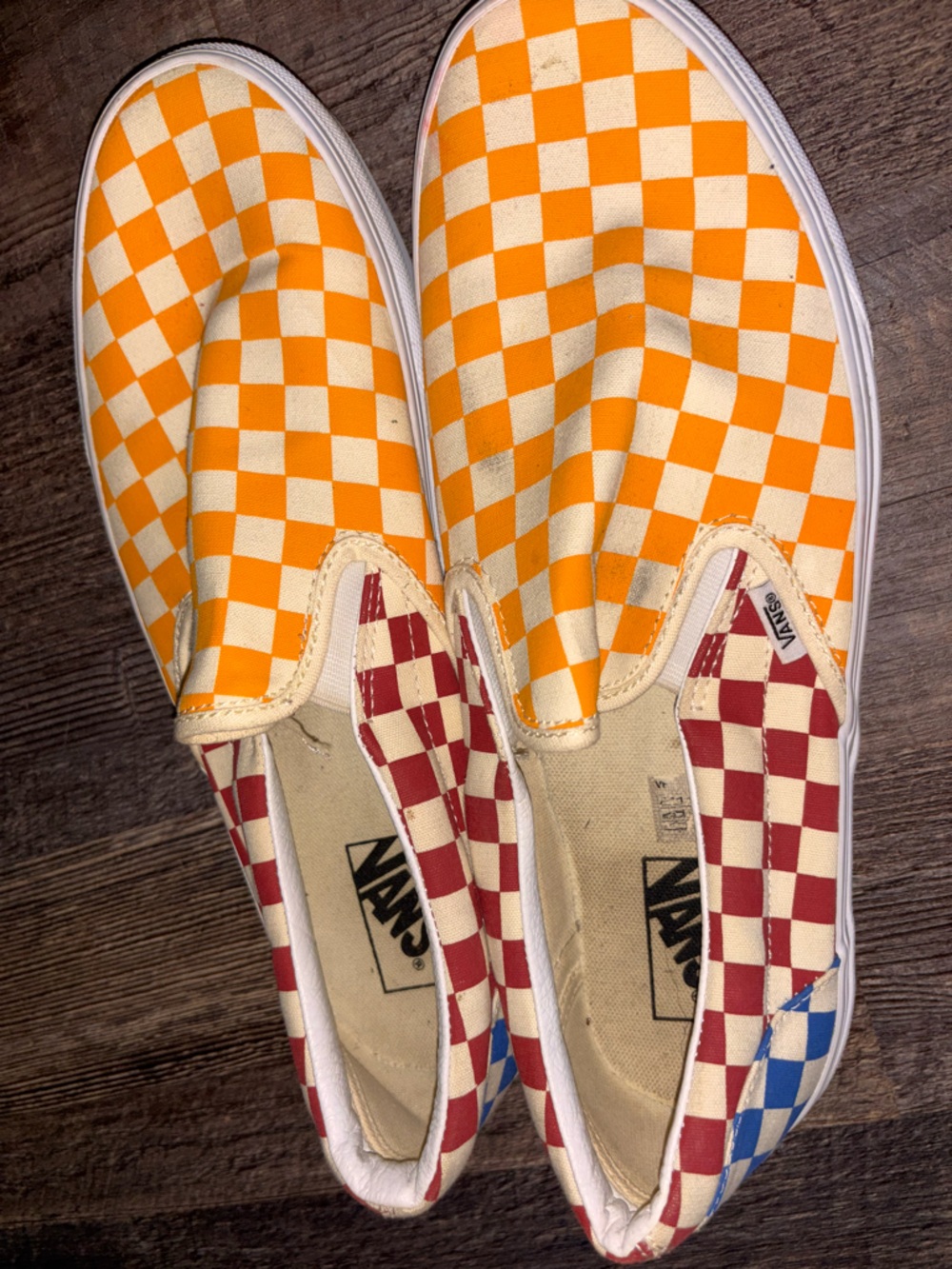 Vans Men’s  Checkerboard Slip-On Sneakers - Orange & Red